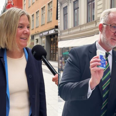 Magdalena Andersson (S) och Johan Pehrson (L) intervjuas om pollenallergi