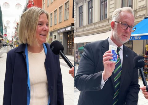 Magdalena Andersson (S) och Johan Pehrson (L) intervjuas om pollenallergi
